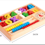 Digital educational mathematics learning box with abacus beads & clock for kids